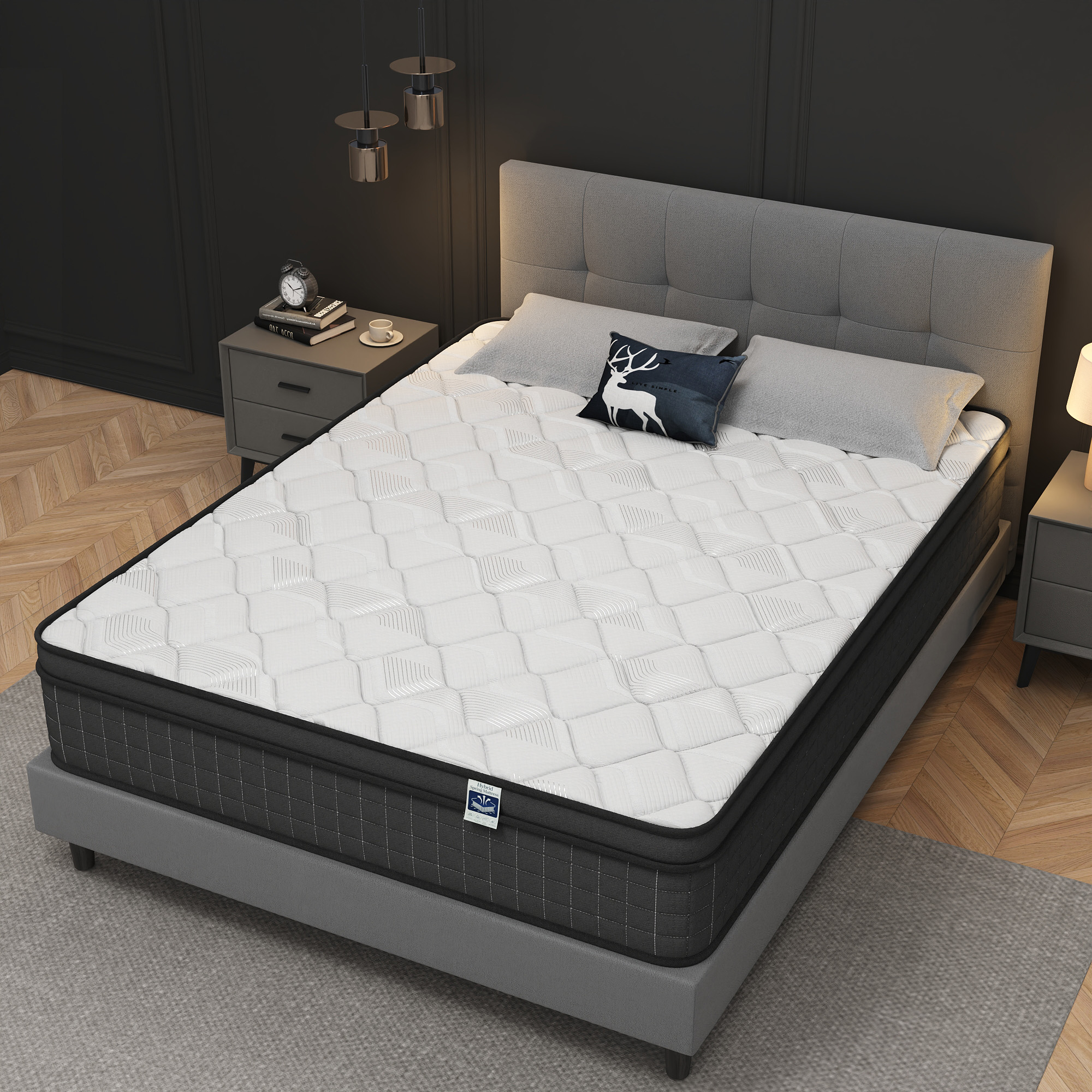 thumbnail video image 2 of Full Size 10" Hybrid Mattress - Gel Memory Foam & Pocket Springs, Medium Firm Feel, Motion Isolation, Pressure Relief, CertiPUR-US, 2 of 18