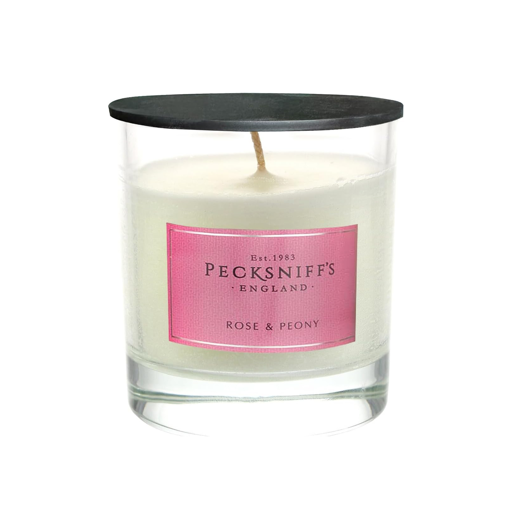 thumbnail video image 2 of Pecksniffs Classic Rose & Peony Scented Candle | 1 Wick, 184g/6.49oz, 2 of 9