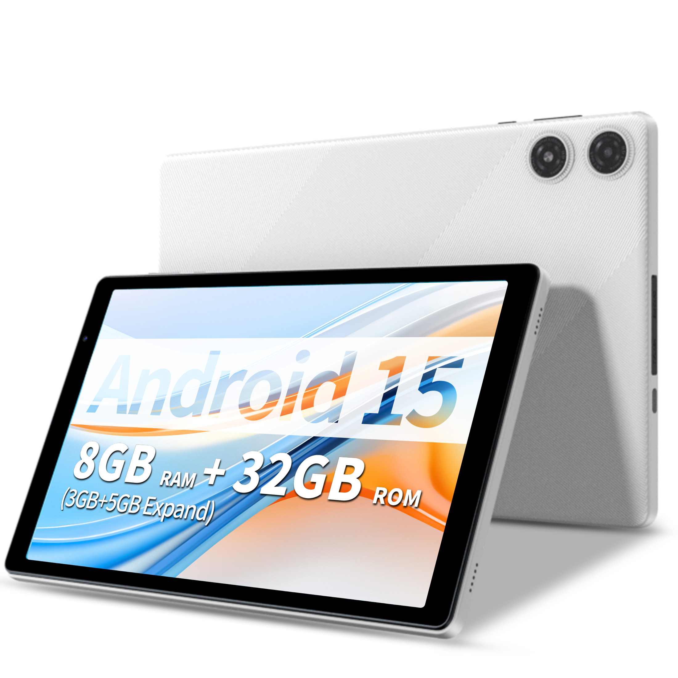 thumbnail video image 2 of Android Tablet 10.1 inch Tablet,8GB RAM 32GB ROM,WiFi 6,6000mAh Battery,1280 * 800 IPS Touch Screen,Metal Body,GMS Certified,White, 2 of 8
