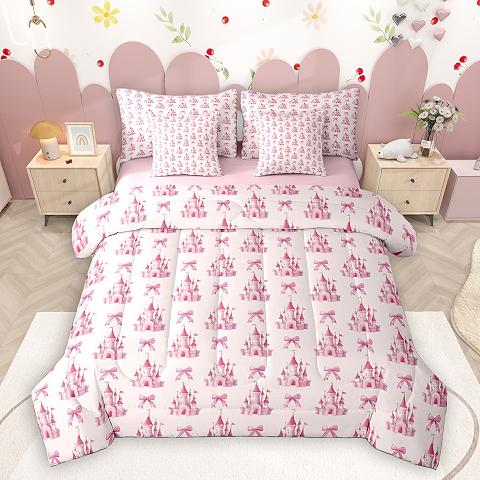 thumbnail video image 2 of Homewish Purple Castle 7 Pieces Bedding Comforter Set,Rustic Flower Floral Full Bedding Set,Country Butterflies Fitted Sheet Flat Sheet For Girl,Luxury Bedroom Decor Reversible, 2 of 9