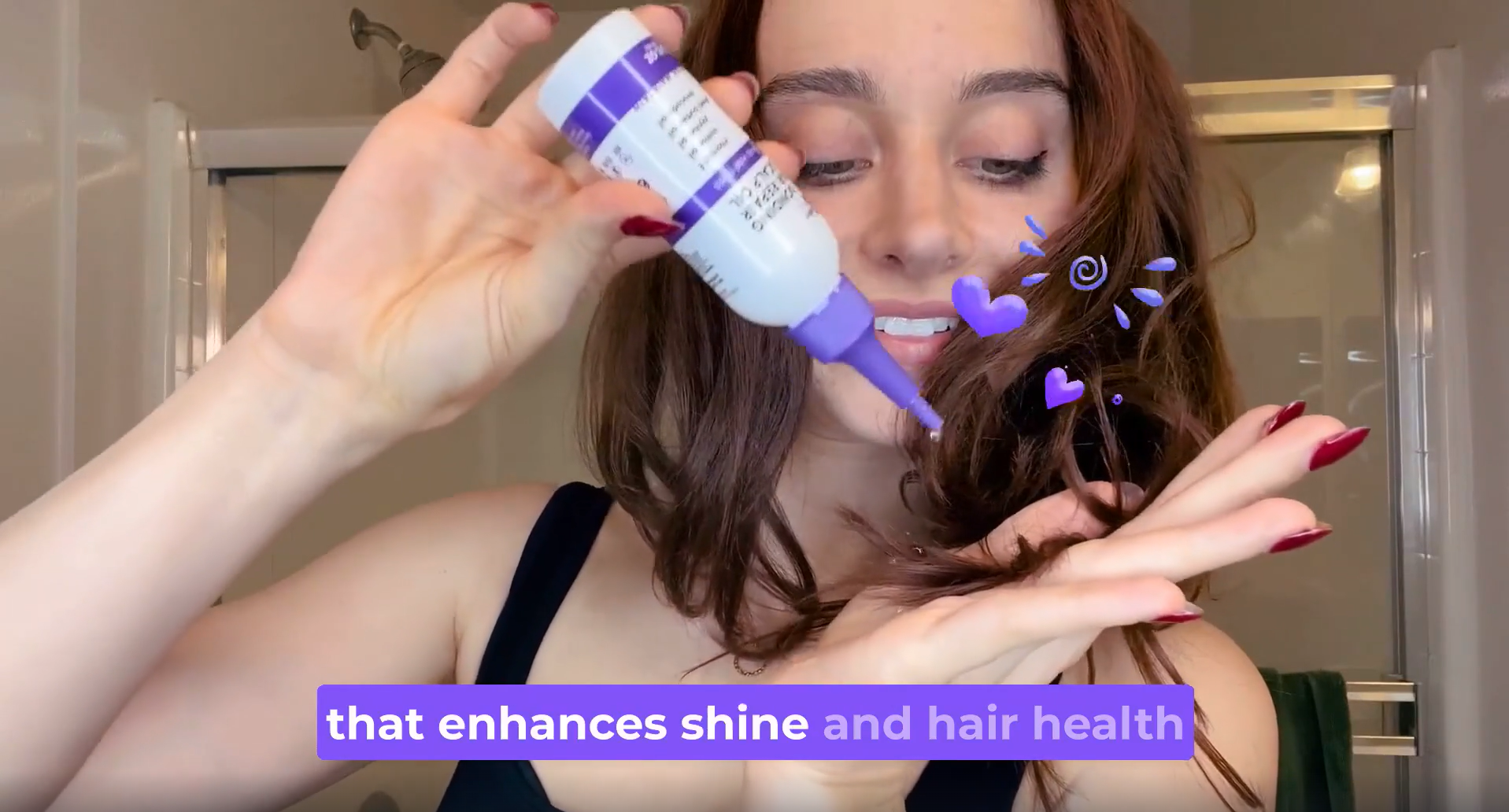 thumbnail video image 2 of Violet Vibes Bonding Hair Repair & Scalp Oil for Women, 2 oz, Nourishing & Rejuvenating Serum, Infused with Castor Oil for Damaged Hair, 2 of 10
