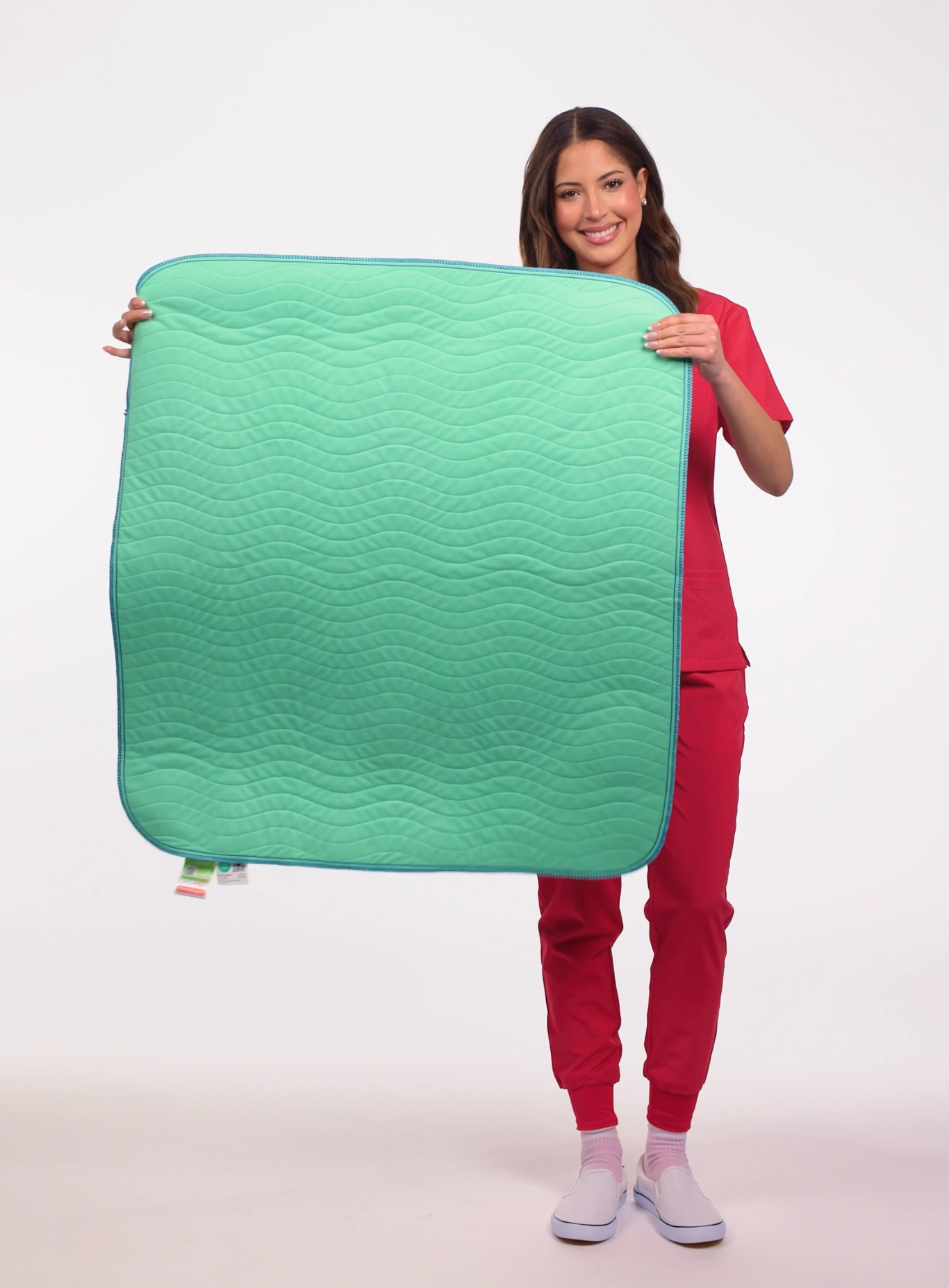 thumbnail video image 2 of Improvia Washable Bed Pads for Incontinence, Waterproof Reusable, 34 x 36 in, 4-Pack (Green & Blue), 2 of 8