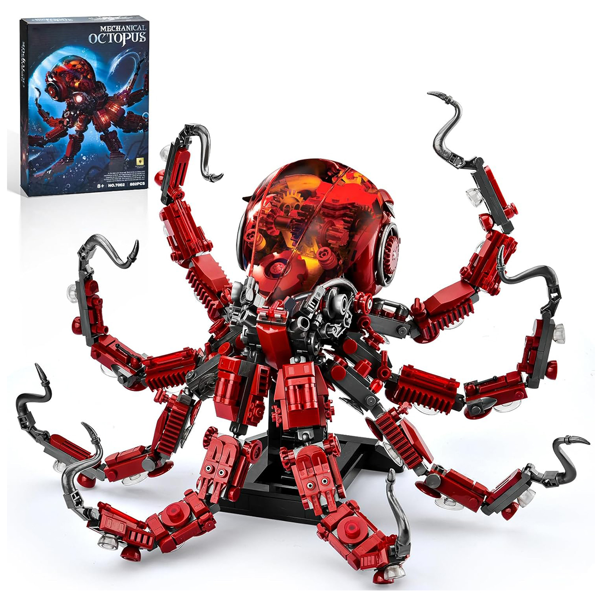 Cabeeskii, Mechanical Octopus Building Set, 882 pieces with Light ...