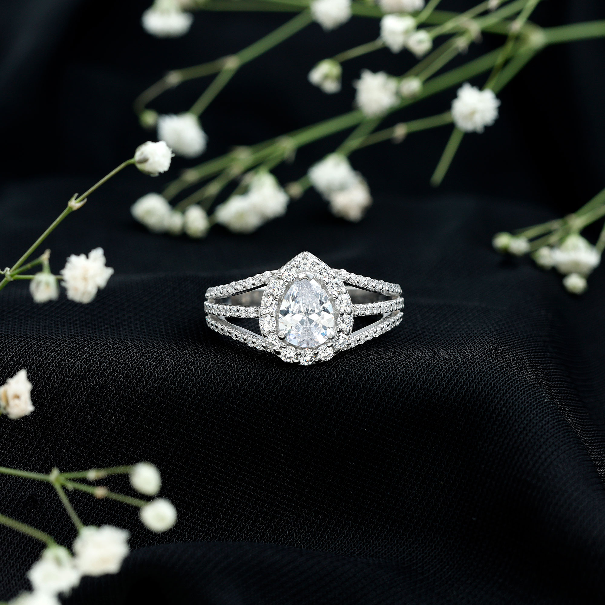 thumbnail video image 2 of Rosec Jewels 2.70 Ct Pear Shaped CZ Engagement Ring for Women (AAAA Quality) - 925 Silver Statement Teardrop Ring - Ready to Gift for Women, US 7.00, 2 of 9