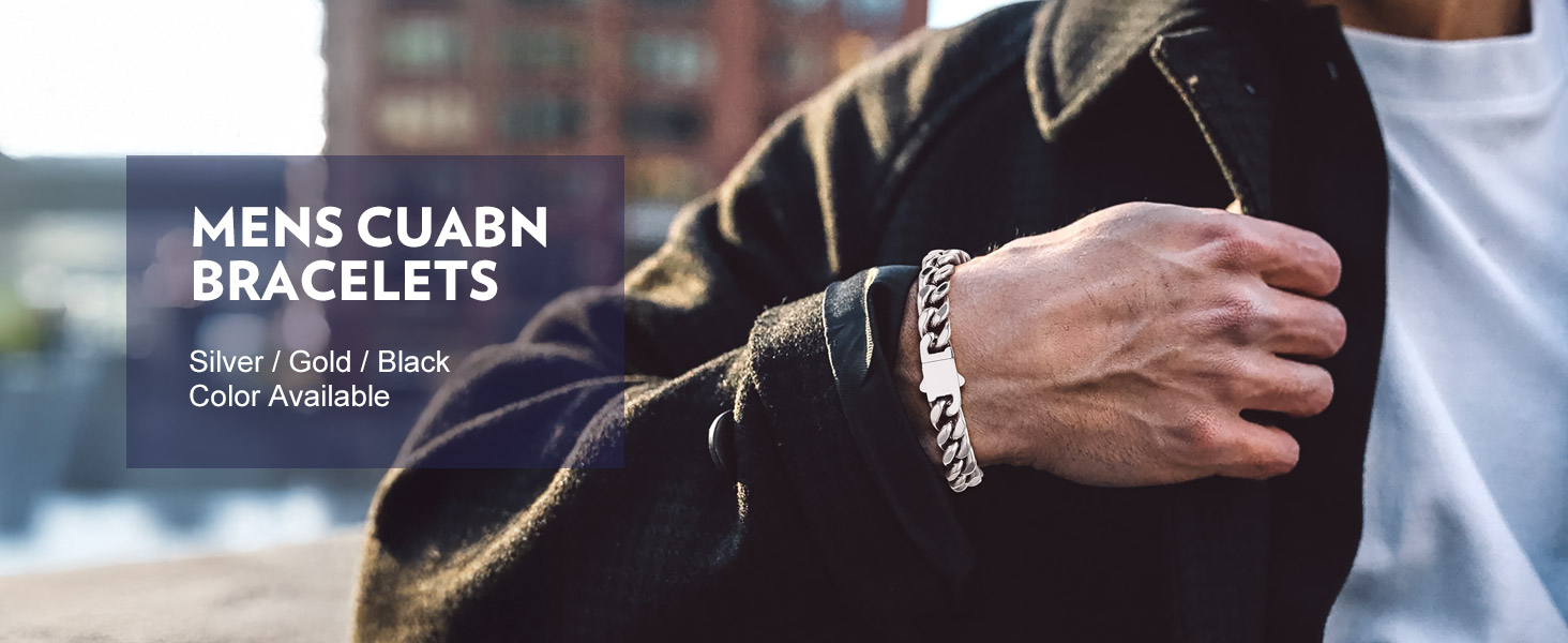 thumbnail video image 2 of Bandmax 5MM Wide Cuban Chain Bracelet for Men Women Stainless Steel Hip Hop Biker Wristlet Anklet Chain Jewelry for Gift, 2 of 9