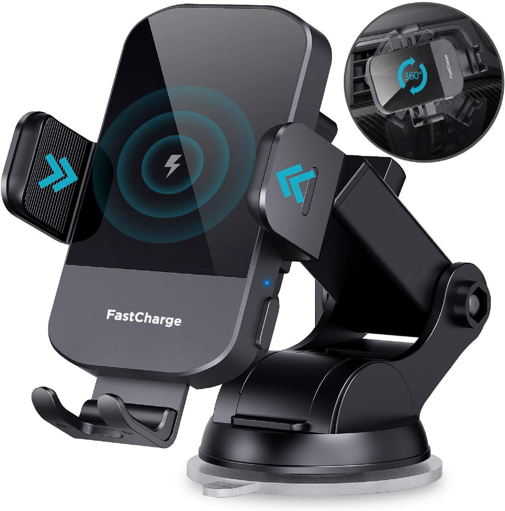 thumbnail video image 2 of Tancola Car Wireless Charger   Adjustable Angles Clip-On Cup Holder Mount For iPhone, 2 of 7