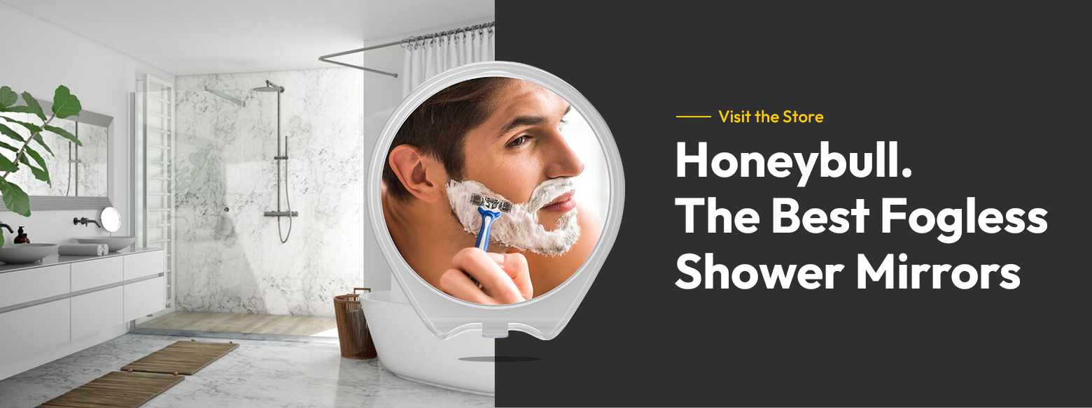 thumbnail video image 2 of HoneyBull Fogless Shower Mirror for Shaving - with Suction Cup, Razor Holder, 2 of 6