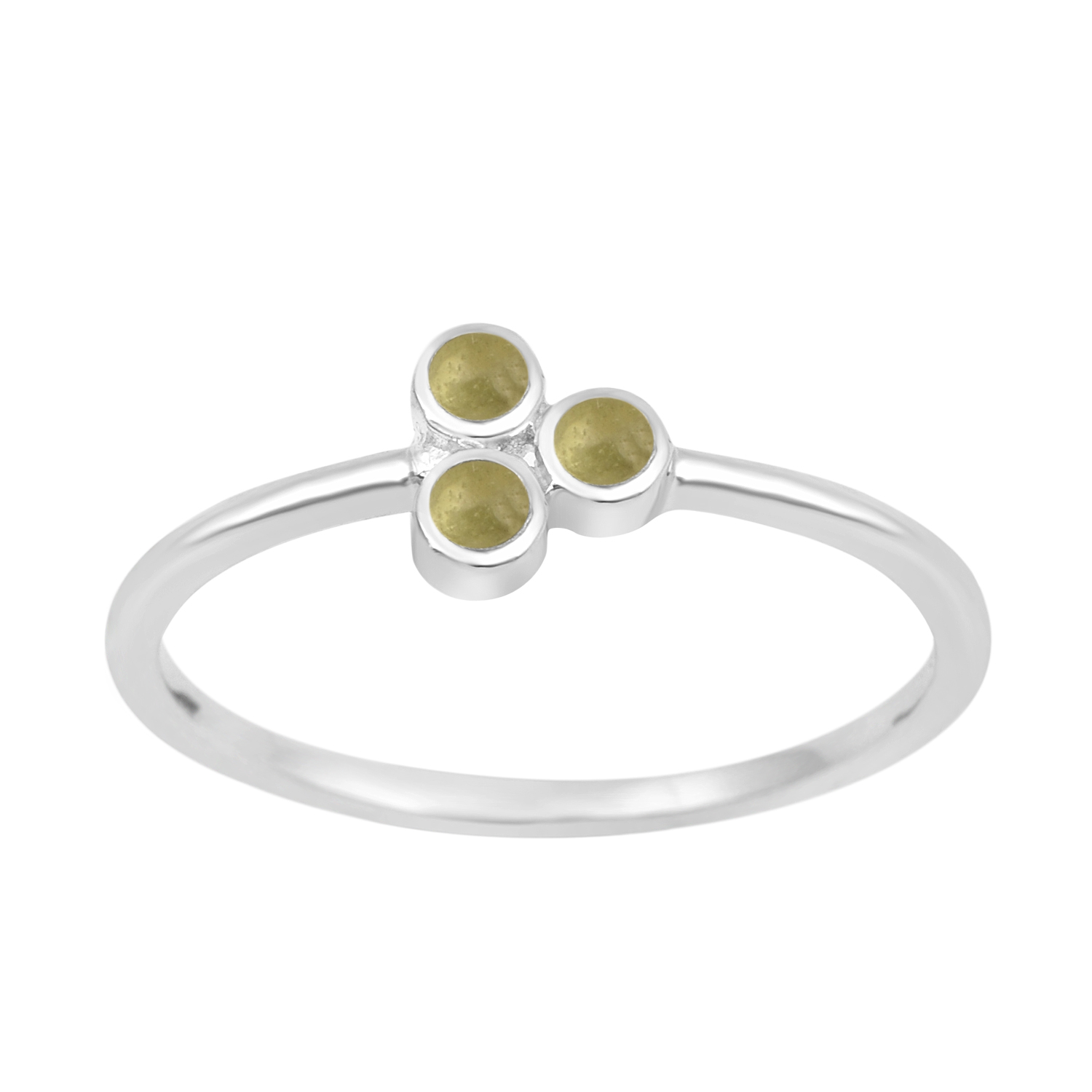 thumbnail video image 2 of 2MM Round Shape Peridot 925 Sterling Silver Three Stone Women Wedding Ring, 2 of 7