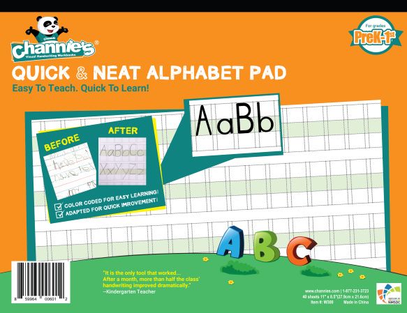 thumbnail video image 2 of Channie's Quick & Neat Alphabet Handwriting Workbook for Pre-K to 1st Grade Child, 2 of 9