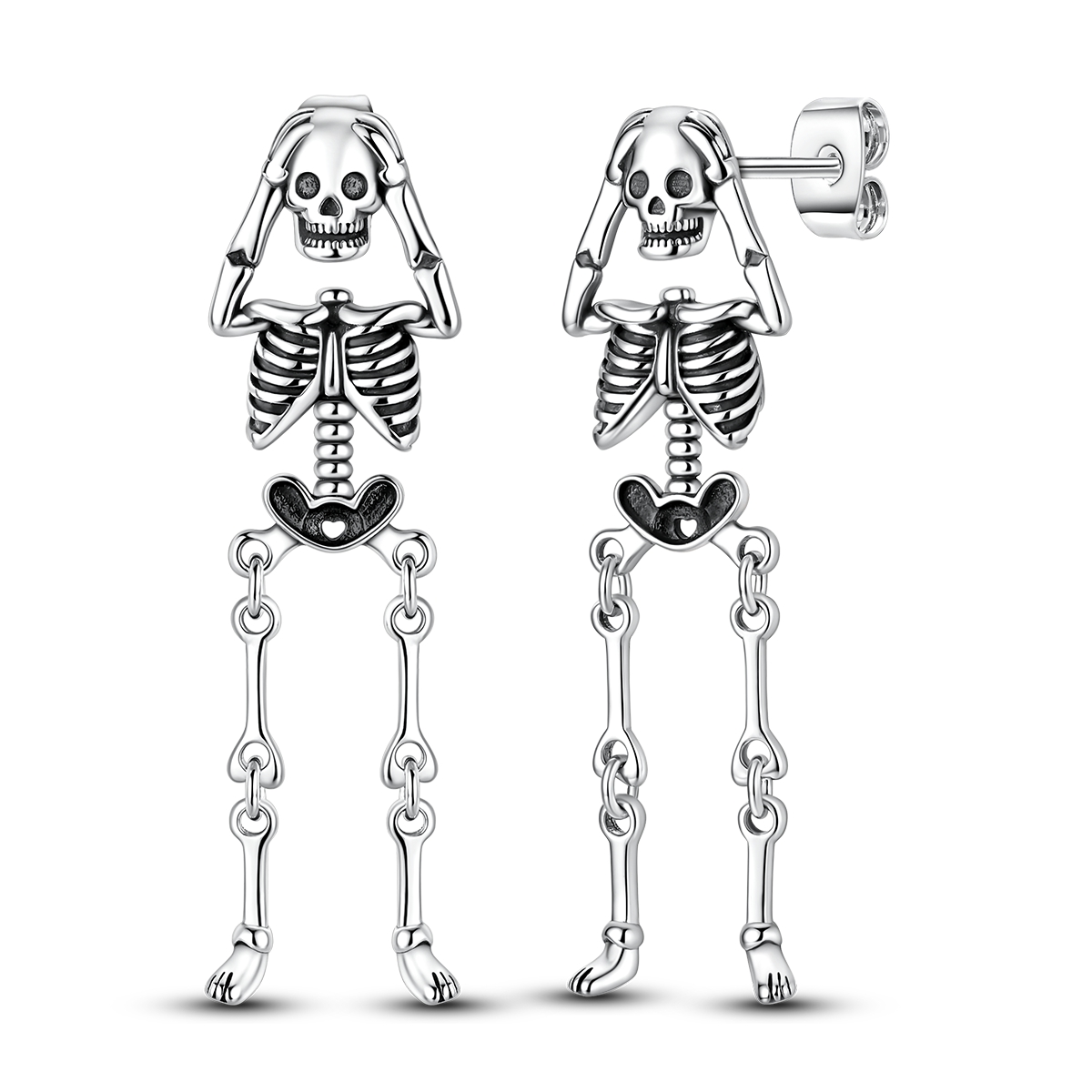 thumbnail video image 2 of MULA 925 Sterling Silver Gothic Removable Skull Stud Earrings for Women, Hypoallergenic Jewelry Gift with Box, 2 of 7