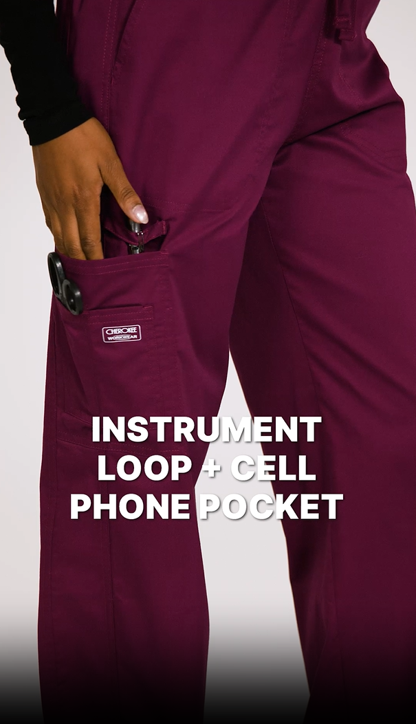 thumbnail video image 2 of Cherokee Workwear Core Stretch Men & Women's Scrubs Pant Drawstring Cargo 4043, 2 of 4