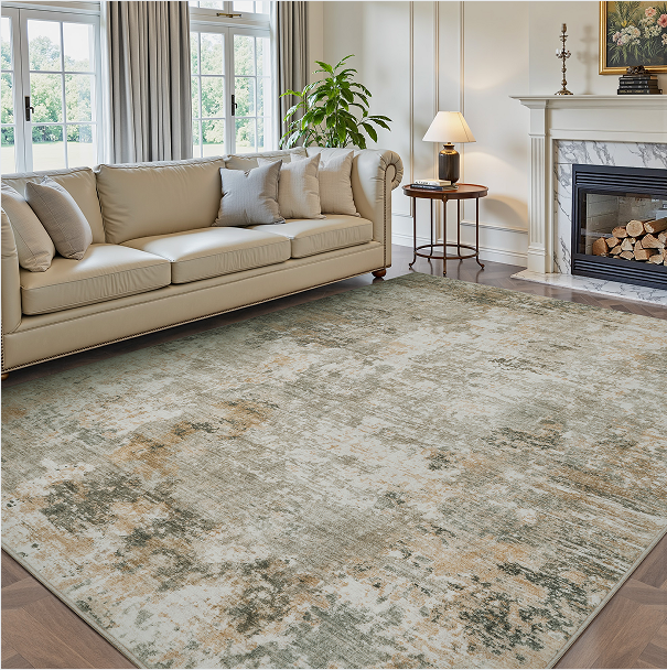 thumbnail video image 2 of SIXHOME 9'x12' Abstract Area Rugs Modern Soft Washable Rug Neutral Non-Slip Indoor Rug for Living Room Bedroom Dining Room Office Lightweight Foldable Carpet Ideal for High Traffic Areas Taupe, 2 of 8