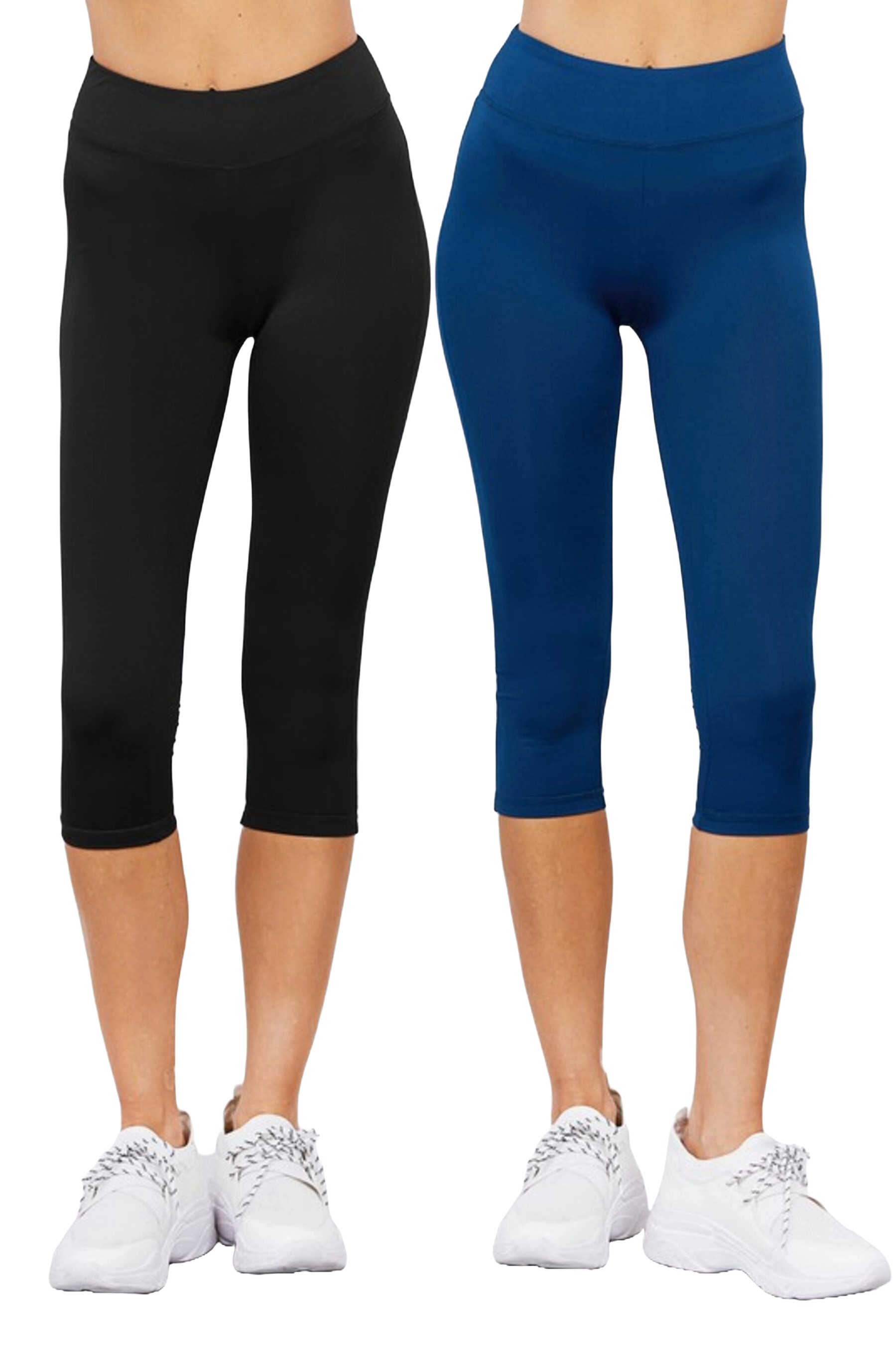 thumbnail video image 2 of Women's Athletic Capri Pants 2 Pack Stretchy Breathable Workout Leggings, 2 of 6