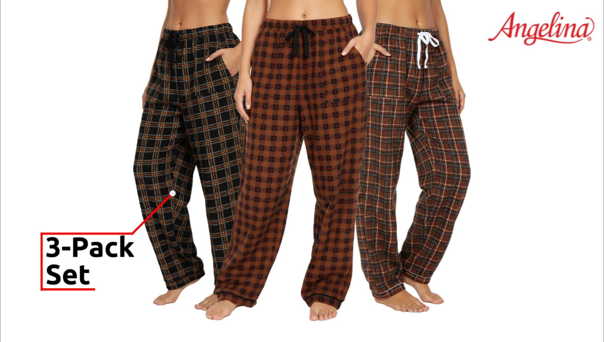 thumbnail video image 2 of Angelina Women's COZY Fleece Pajama Pants (3 Pack), 2 of 8