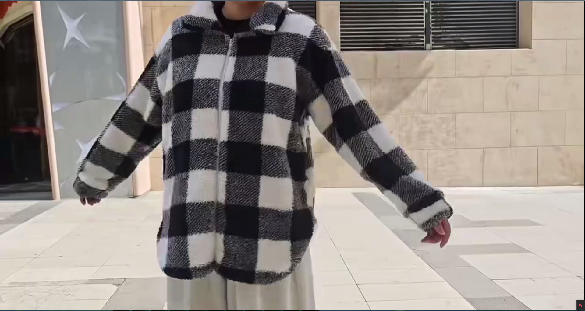 thumbnail video image 2 of Women Zip Up Plaid Jackets - Fleece Flannel Jackets - Soft Fuzzy Fleece Plaid Full Zipper Winter Coats, 2 of 5