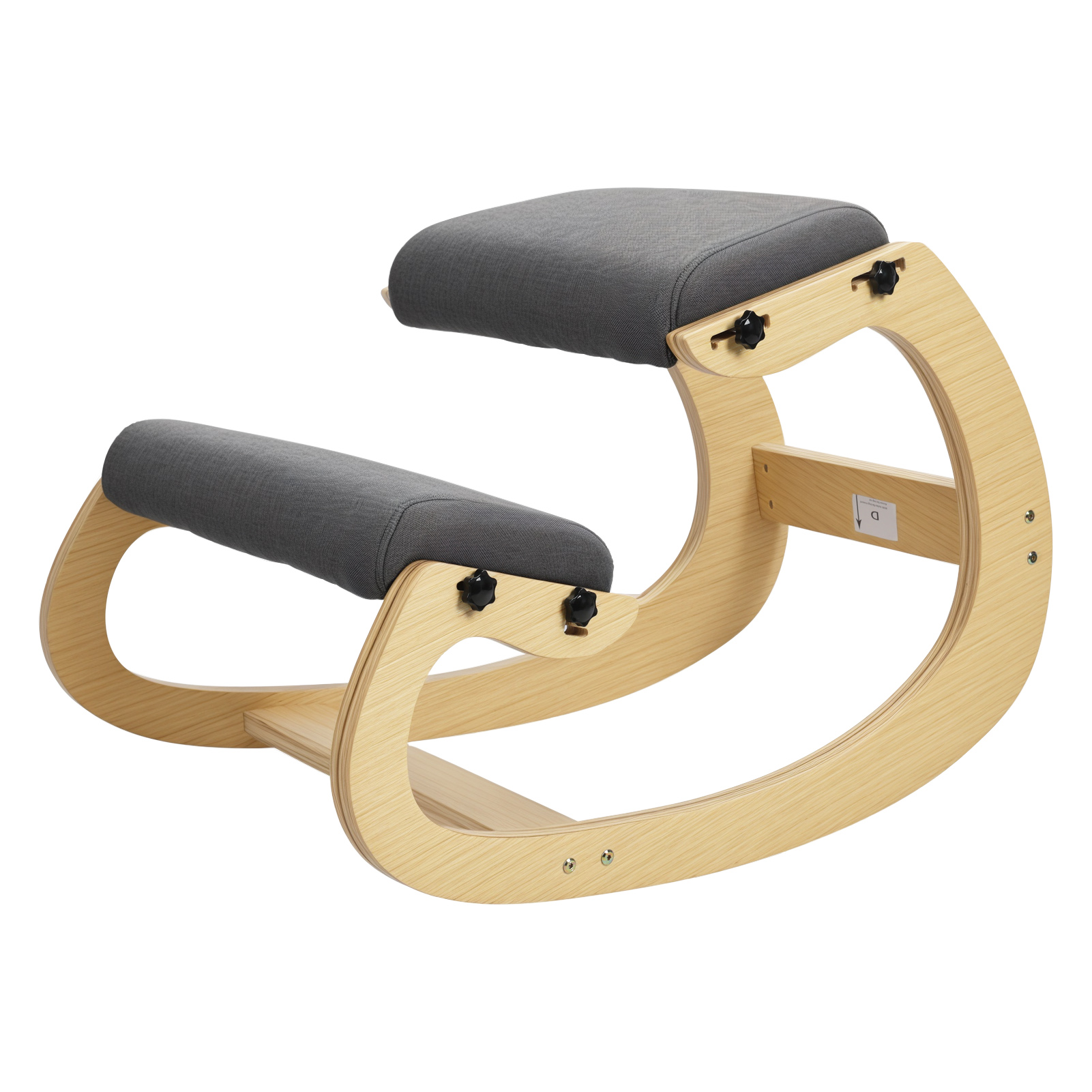 thumbnail video image 2 of Dbuoem 1 Set Swing Kneeling Chair,Adjustable Height Office Sitting Posture Correction Chair,Thickened Wood Upright Posture Chair,258lbs Load Capacity Rocking Knee Chair, 2 of 14