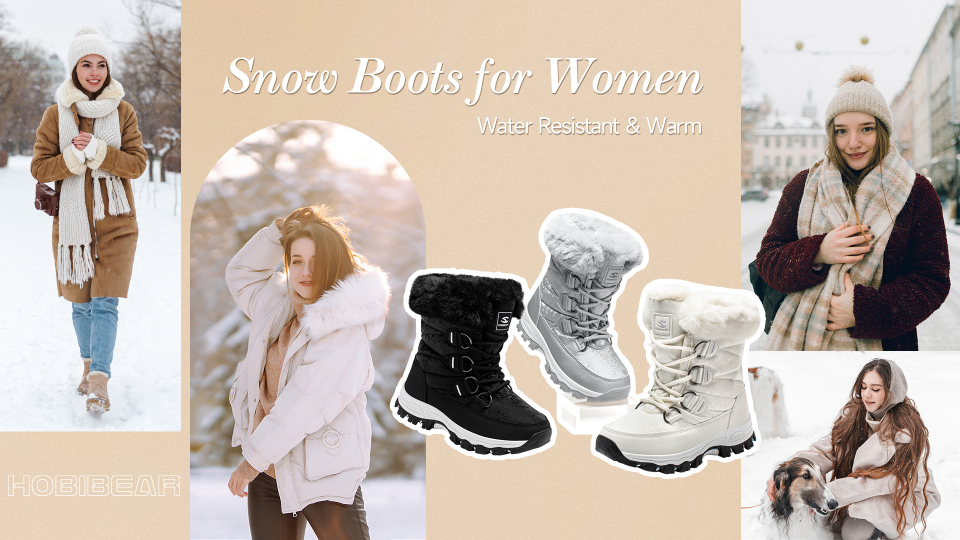 thumbnail video image 2 of HOBIBEAR Women's Snow Boots Warm Insulated Faux Fur Lined Waterproof Mid-Calf Winter Boots, 2 of 8