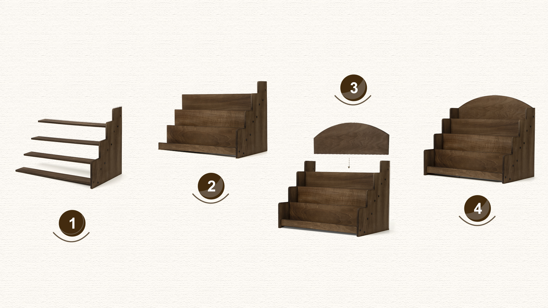 thumbnail video image 2 of PUERSI Greeting Card Display Stand Holder - 4-Tier Wooden Organizer Rack for Retail Stores, Postcards, Stickers & Stationery Vendors Brown, 2 of 7