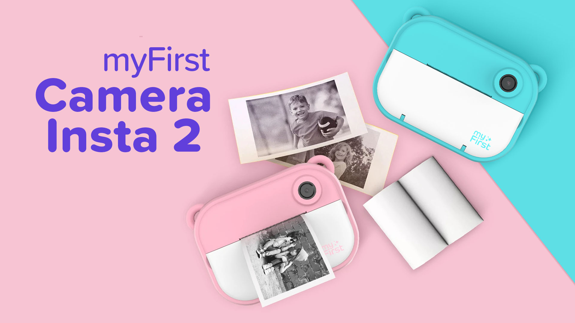 thumbnail video image 2 of myFirst Camera Insta 2 Kids Instant Print Camera, 12MP Photos 1080P Video, microSD Card, Neck Lanyard, Thermal Printing, Waterproof (Blue) - Gift for Boys & Girls Ages 5-12, 2 of 10