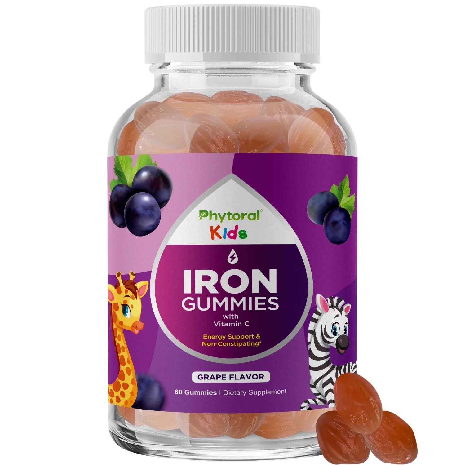 thumbnail video image 2 of Iron Gummy Multivitamin for Kids - Phytoral Natural Immune Boost and Focus Supplement - Delicious Kids Iron Gummies with Vitamin A Vitamin B Vitamin C Calcium Zinc - Kids Iron Gummies - 60 Gummies, 2 of 10
