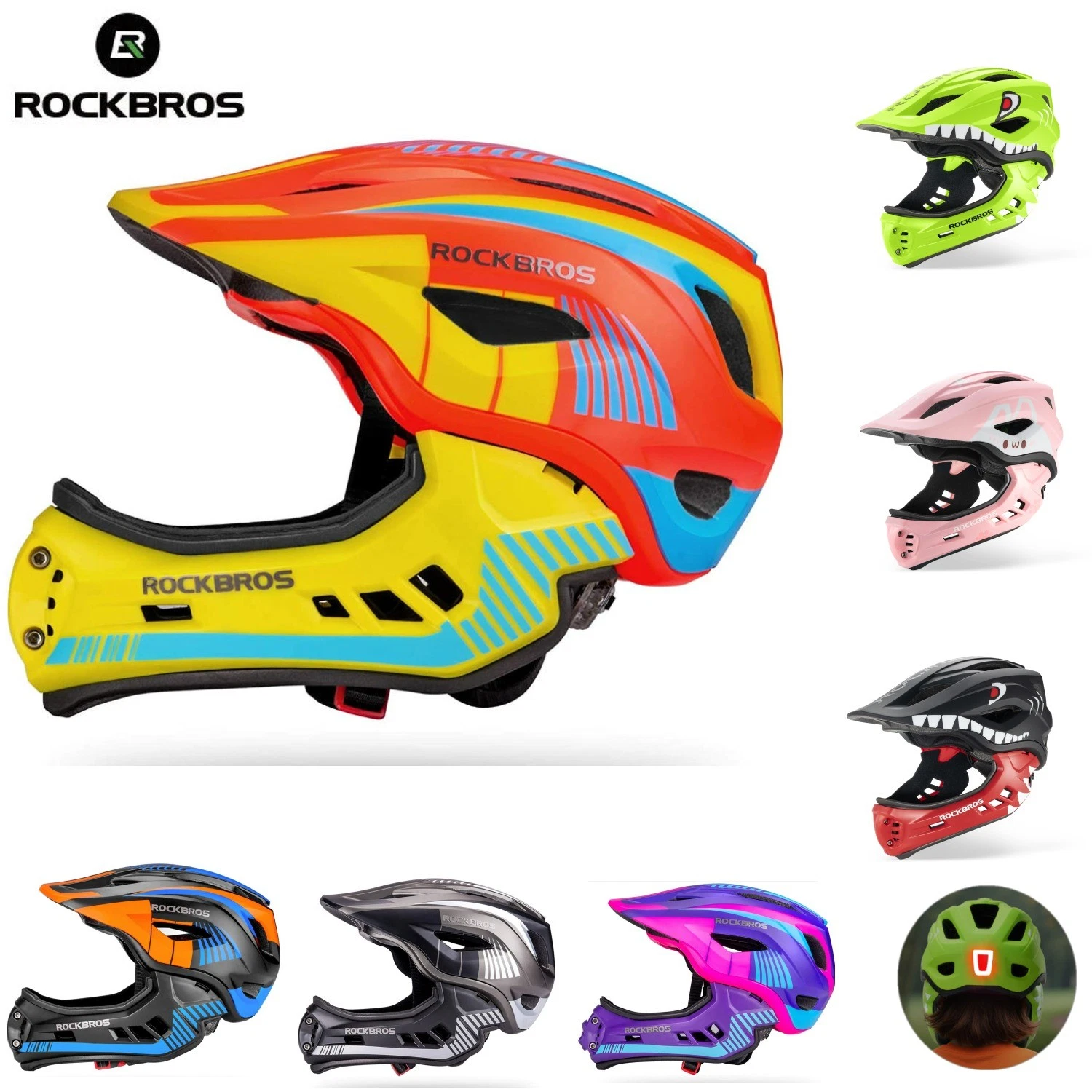 thumbnail video image 2 of ROCKBROS Bike Helmet Boys Girls Kids Helmet Full Face Helmet for Multi-sports Universial Adjustment(Age 5-12+), 2 of 10