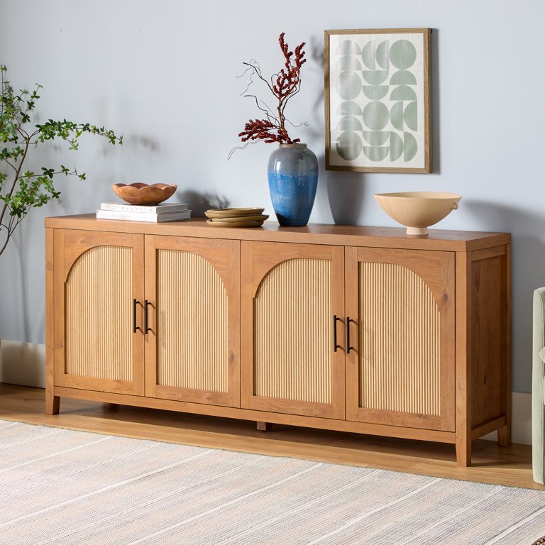 Walker Edison Modern 70" Reeded Sideboard with Arch, English Oak