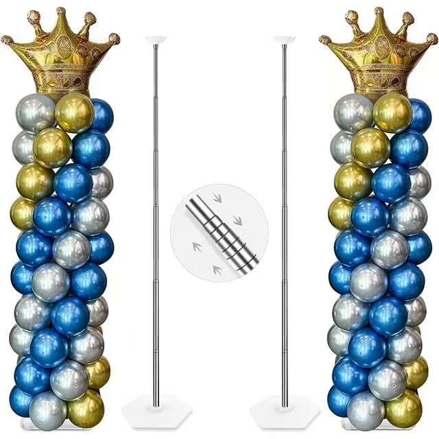 thumbnail video image 2 of YALLOVE Balloon Stand Kits, 2 Sets of Height Adjustable Balloon Tower Pillar with Reusable Metal Telescopic Design for Party, 2 of 6