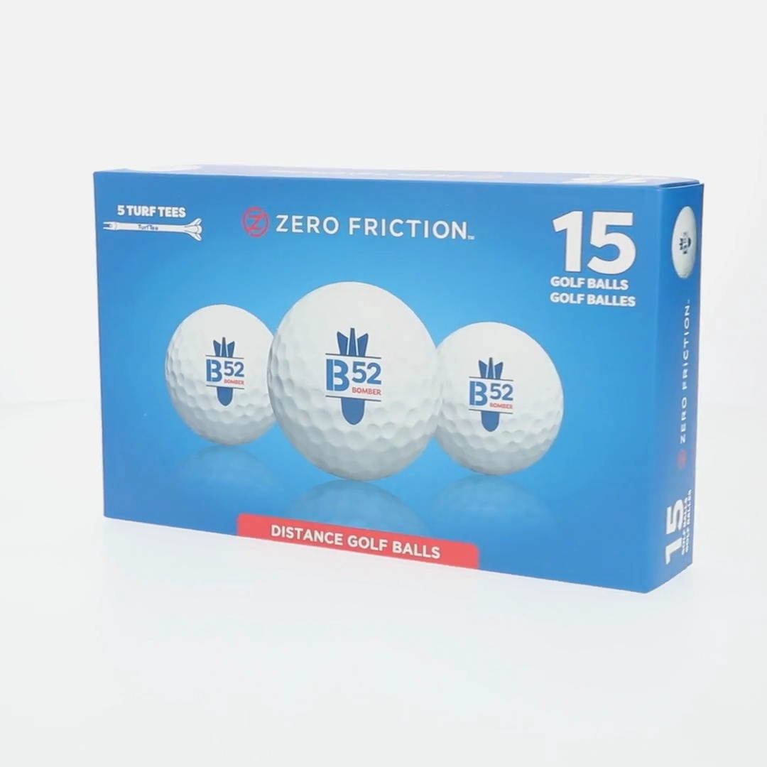 Zero Friction B-52 Distance Golf Ball Set 15 White Balls with