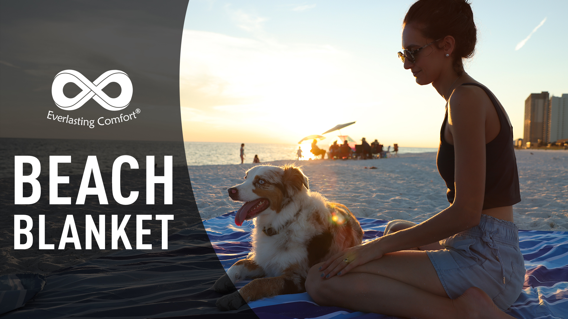 thumbnail video image 2 of Everlasting Comfort Oversized Extra Large 10-Person Beach Blanket & Mat, Tulum Blue, 2 of 8