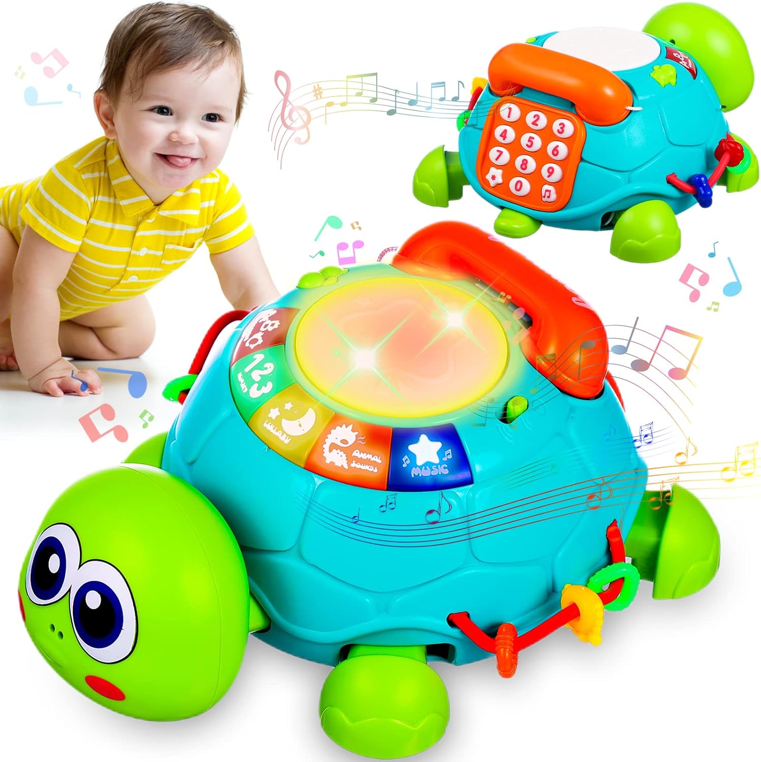 thumbnail video image 2 of Dammyty Baby Toys 6-12 Months, Musical Turtle Crawling Toys, Learning Educational Toy for Toddlers 1-2, Infant Toys for 1 Year Old Girls Boys Gifts, 2 of 8