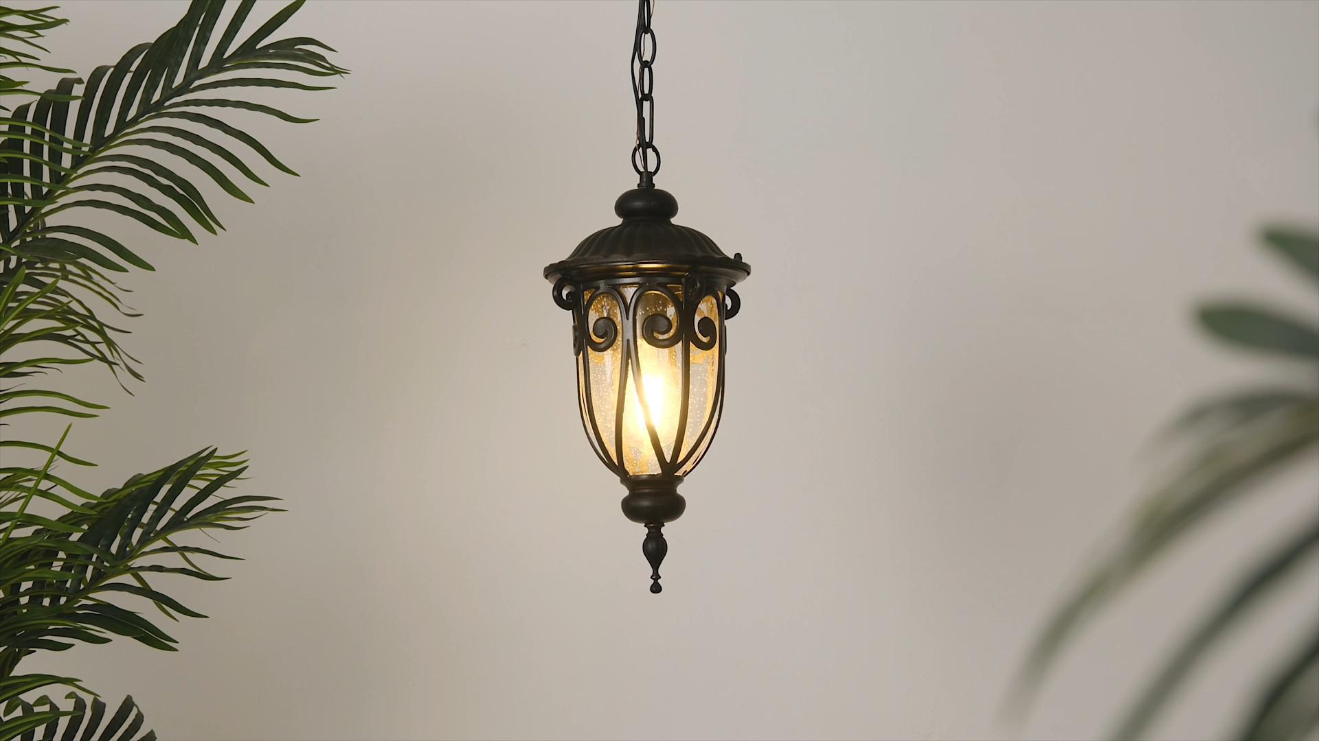 thumbnail video image 2 of VIANIS Outdoor Pendant Light Lantern, White Modern Outdoor Chandelier, Handcrafted Hanging Outdoor Lights with Seed Glass, Outdoor Ceiling Lights for Porch, House, Doorway, Garden, Entryway, 2 of 11