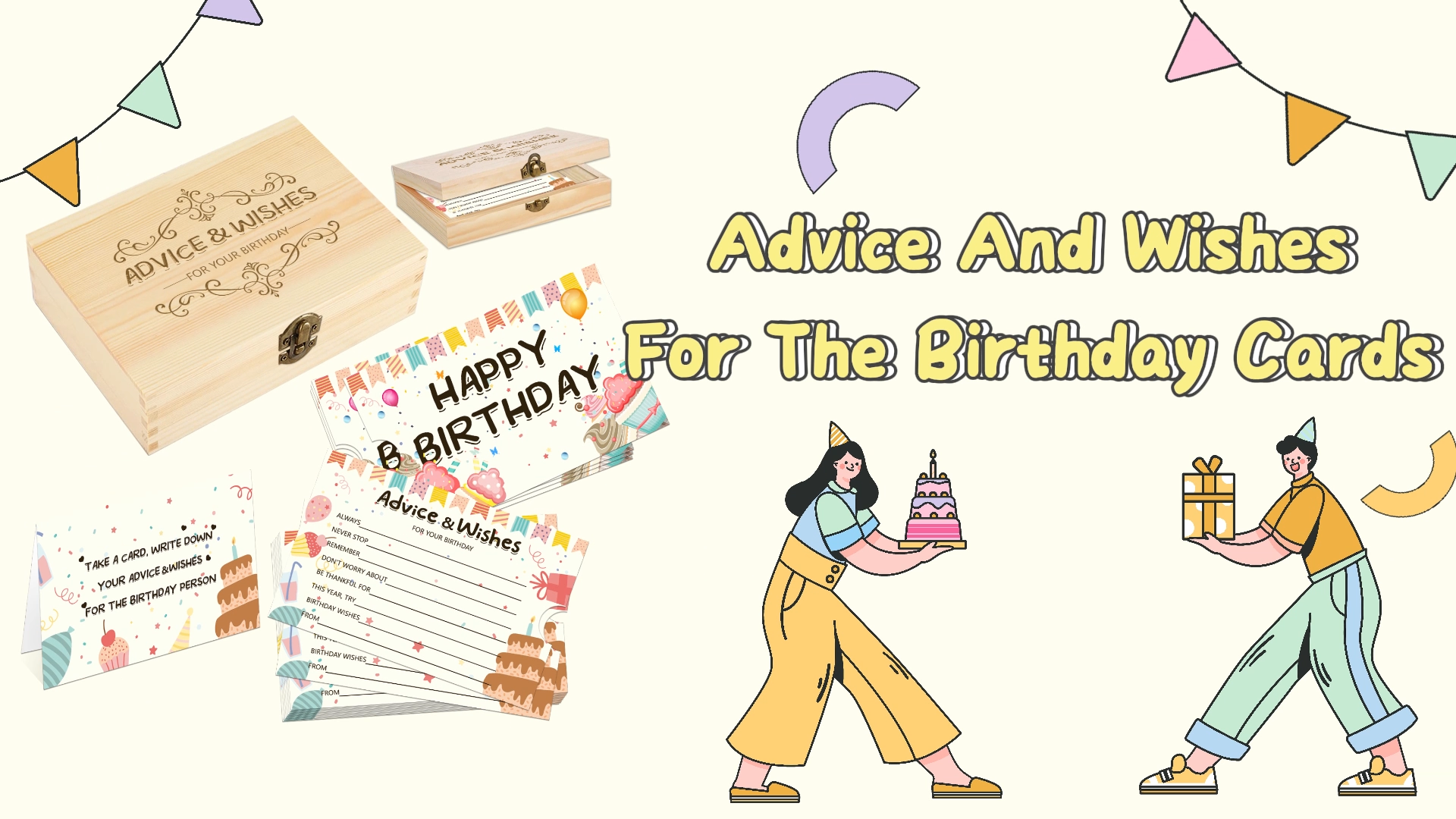 thumbnail video image 2 of EIGTWEN Birthday Wishes Cards, Guest Book Advice Cards Box for Party, Advice And Wishes for Games, for 16th, 18th, 30th, 40th, 50th, Any Age, Party Favors, 2 of 7