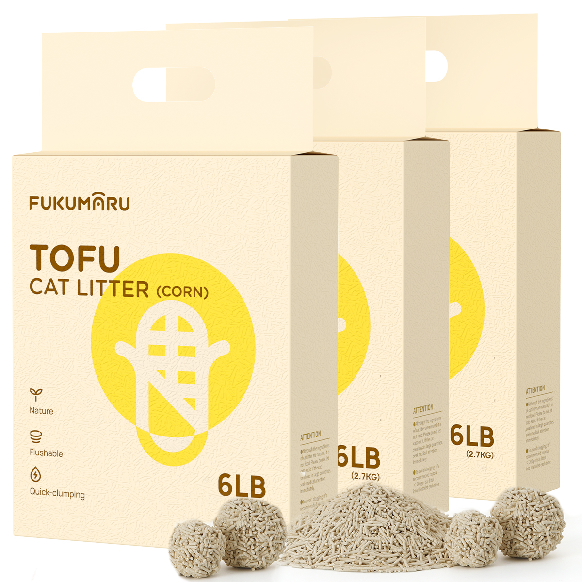 thumbnail video image 2 of FUKUMARU Cat Litter, Natural Tofu Litter for Cats, Clumping, lightweight, 18lb, 2 of 7