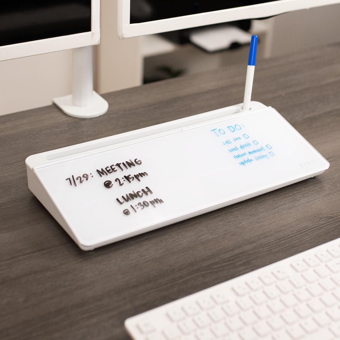 thumbnail video image 2 of VIVO Desktop Dry Erase Board with Hidden Storage, 16" x 7" Glass Whiteboard, 2 of 9
