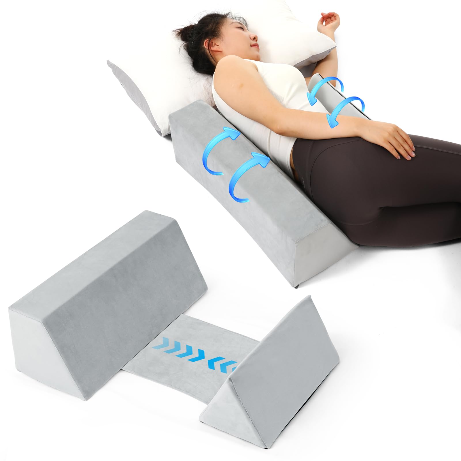 thumbnail video image 2 of Fanwer Memory Foam Wedge Pillows - Side Sleeping, Adjustable, Anti Snoring, Back Support, 1 Count, 2 of 8