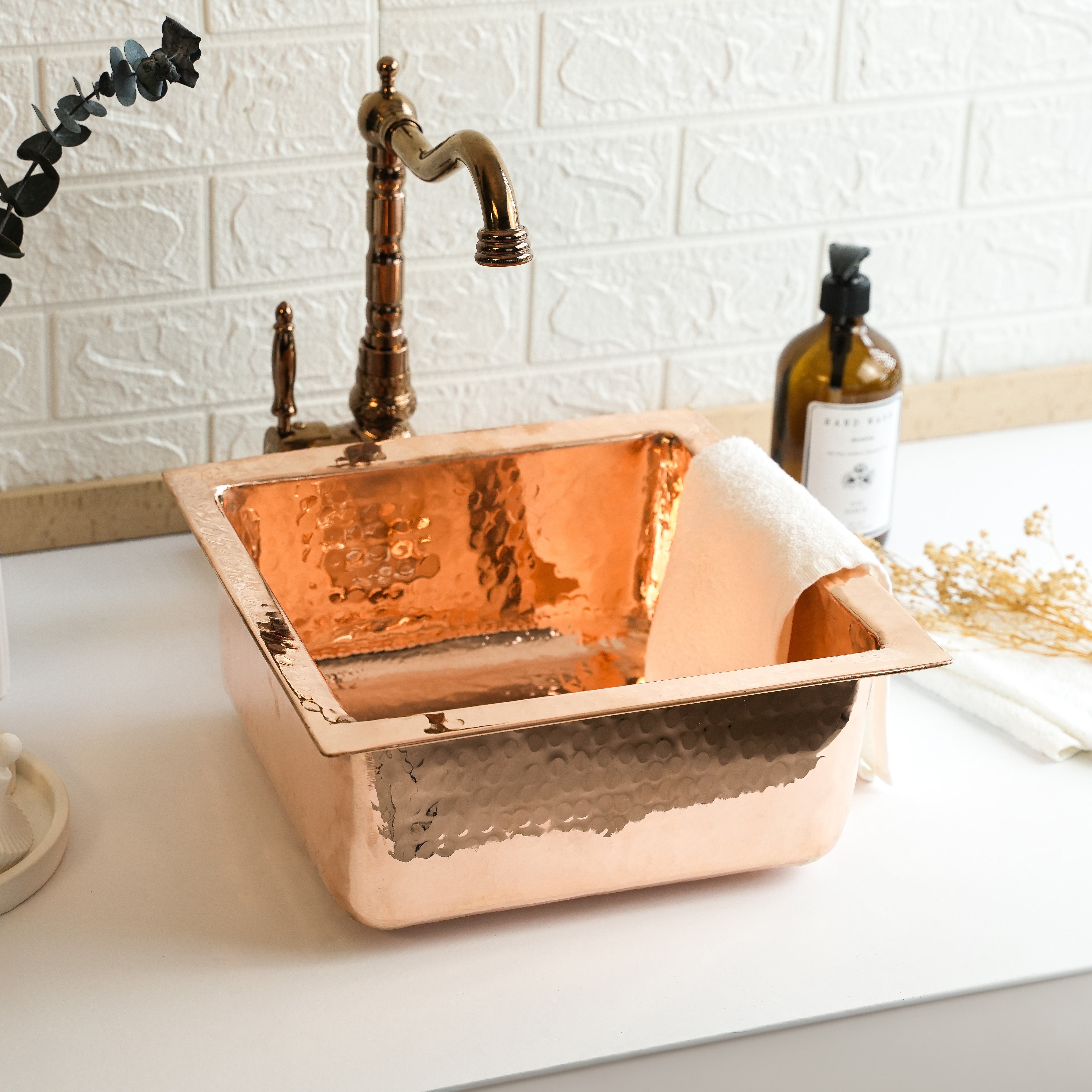 thumbnail video image 2 of Solid Copper Undermount Kitchen and Bathroom Sink | Handmade Hammered Copper Vessel Sink *Drain Cap Included*, 2 of 11