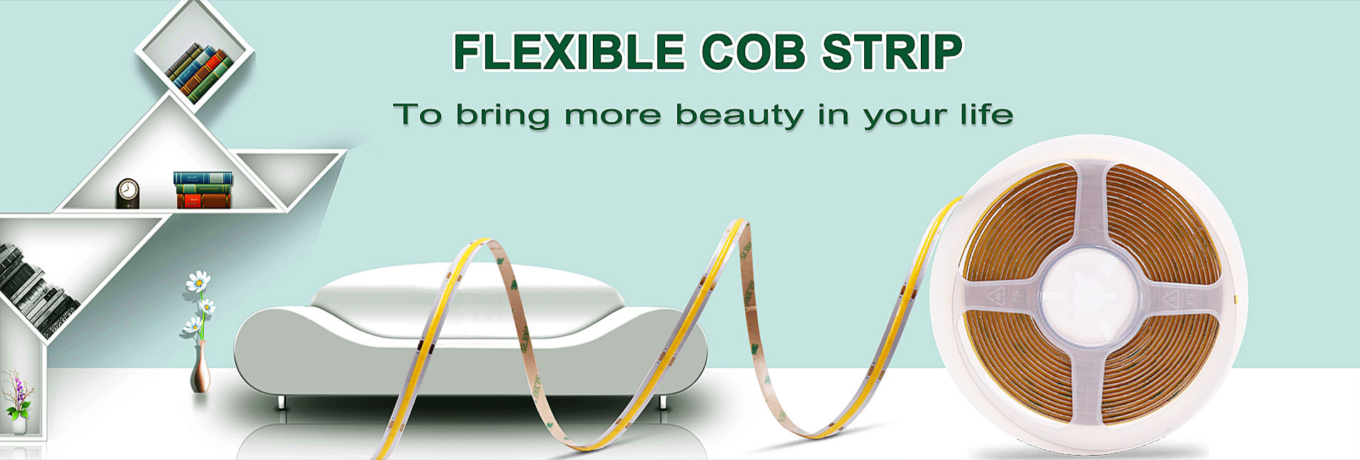 thumbnail video image 2 of COB LED Strip Light 24V, 480 LEDs/m, 8mm Wide Dimmable LED Tape Ribbon, High CRI>90, 3000K Warm White, Indoor Lighting for Home Decor, 2 of 10