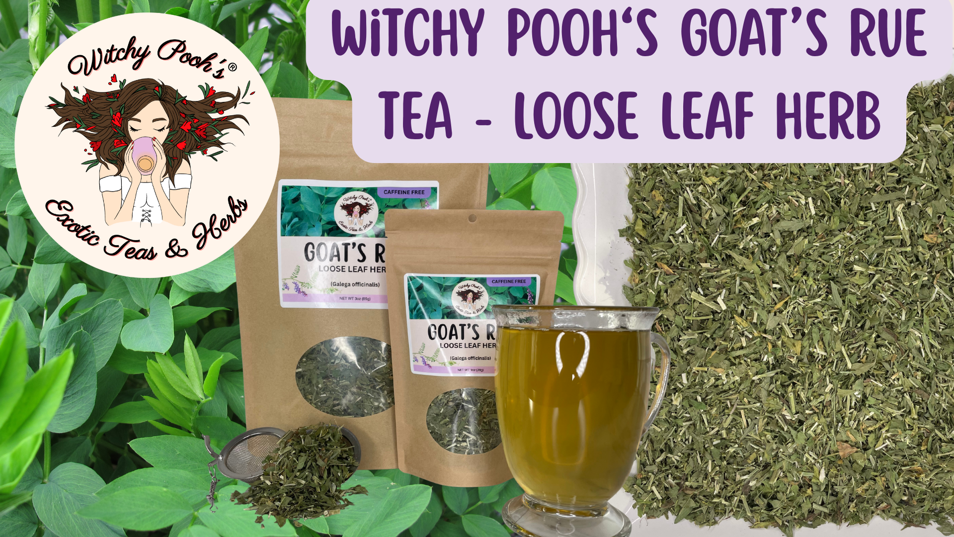 thumbnail video image 2 of Witchy Pooh's Goat's Rue Tea - Loose Leaf Herb, Caffeine Free, 3oz Pouch, 2 of 6