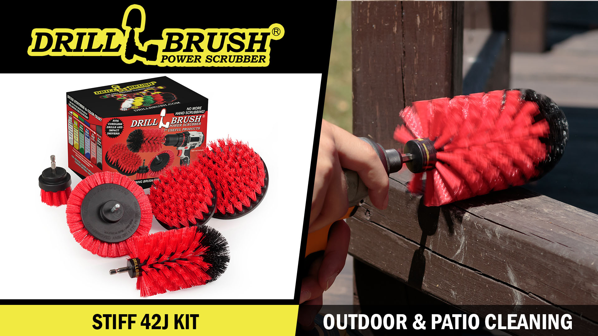 thumbnail video image 2 of Outdoor Cleaning Brushes - Garage Drill Powered Cleaning Brush Kit - Concrete Scrubber Brush Set - Concrete Stain Remover Brush Set - Deck Cleaning Scrub Brush - Home Lawn Equipment Cleaning Tools, 2 of 8