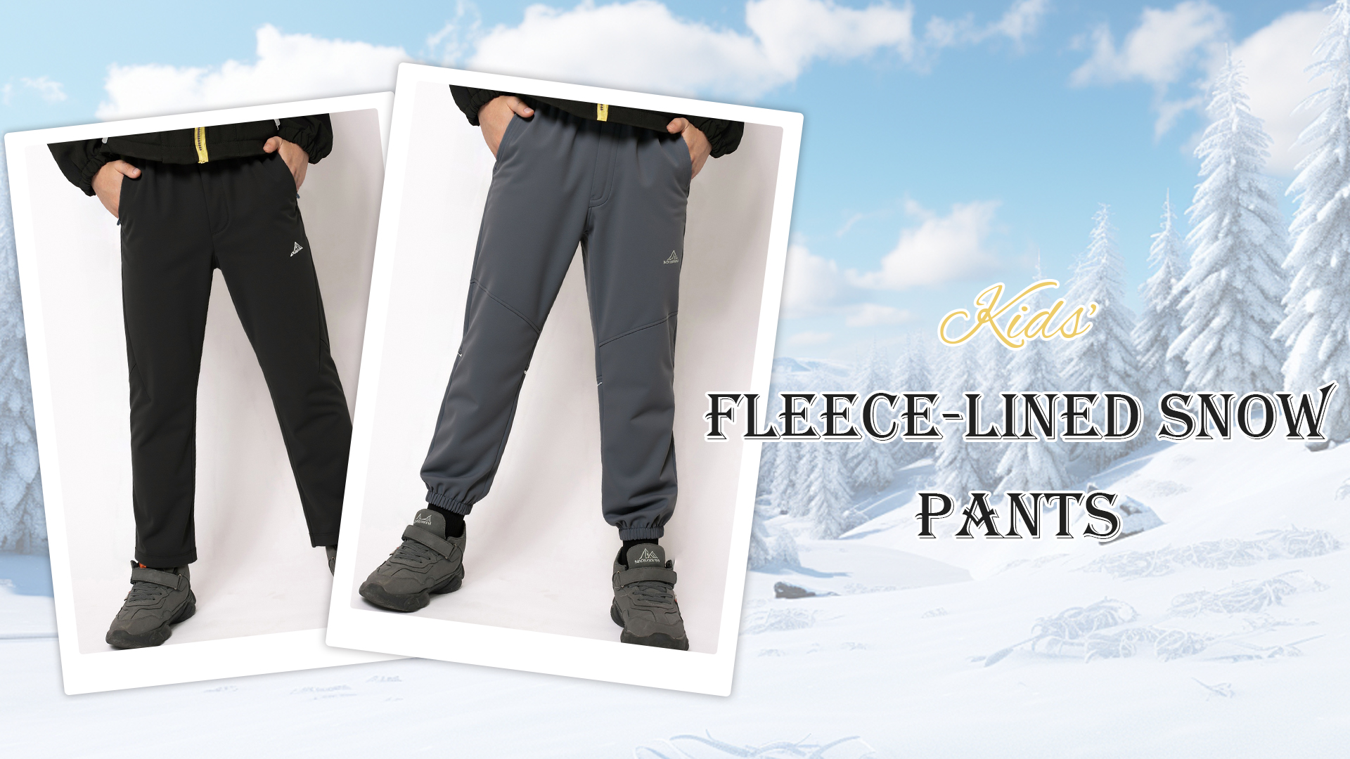 thumbnail video image 2 of Happy Cherry Kids Waterproof Snowpants Boys Softshell Winter Pants Girls Snow Ski Trousers Fleece Lined Hiking Pants Warm Outdoor Snowboard Pants for Skiing 10-11 Years, 2 of 7