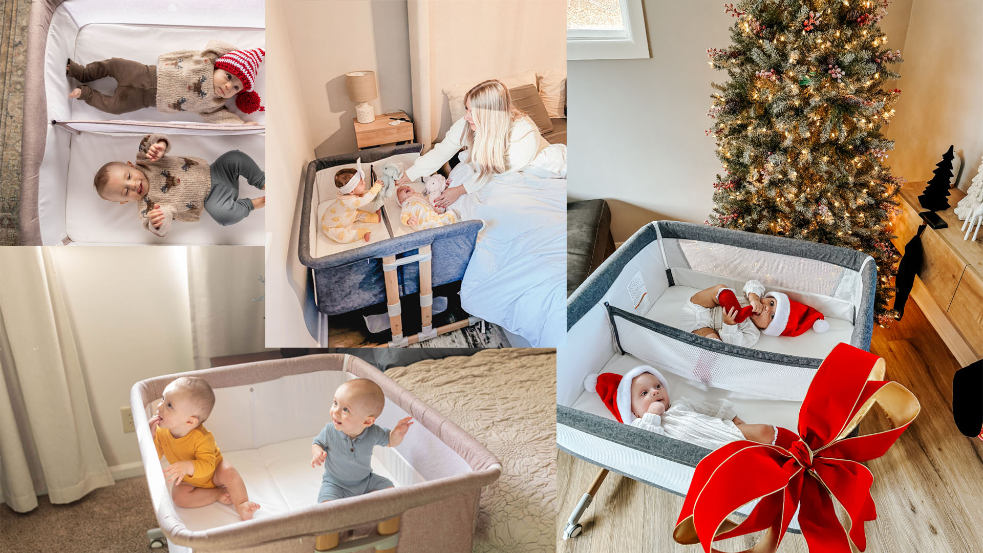 thumbnail video image 2 of HARPPA Baby Bassinet Bedside Sleeper for Twins, Adjustable Height, Bed-Sharing, Pink, 2 of 9