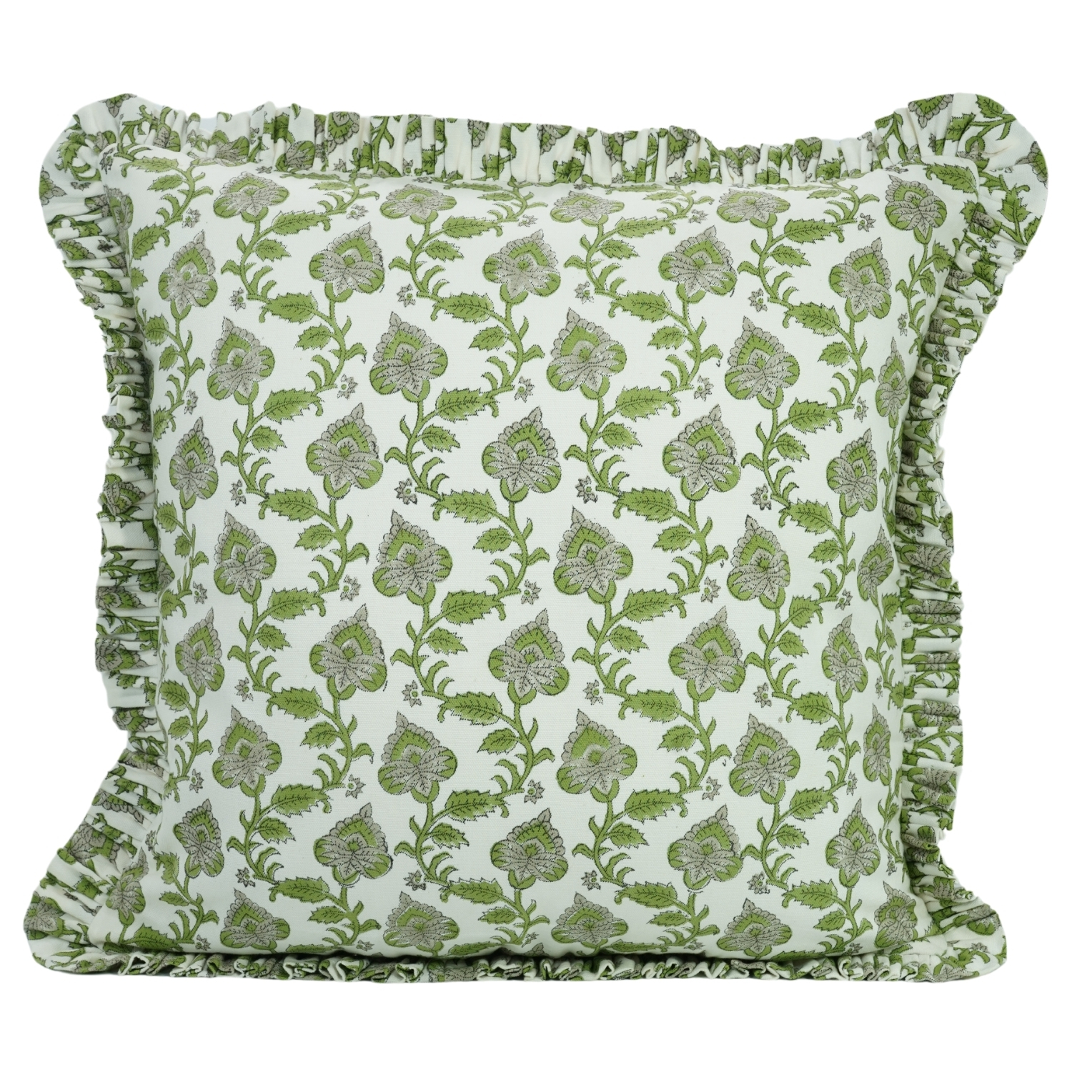 thumbnail video image 2 of Fabdivine Farmhouse "Thick Cotton White" Cushion Case Decor for Home, Accent Pillow for Living Room, Bed, Couch, Sofa, "Green", 22"X22", 2 of 5