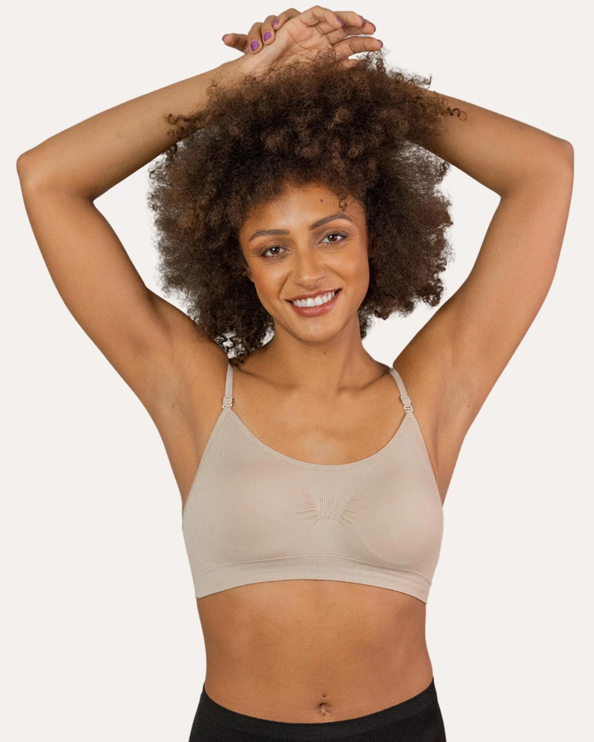 thumbnail video image 2 of Coobie Seamless Lace Back Scoopneck Cami Bra 9015,Light Nude,One Size, 2 of 8