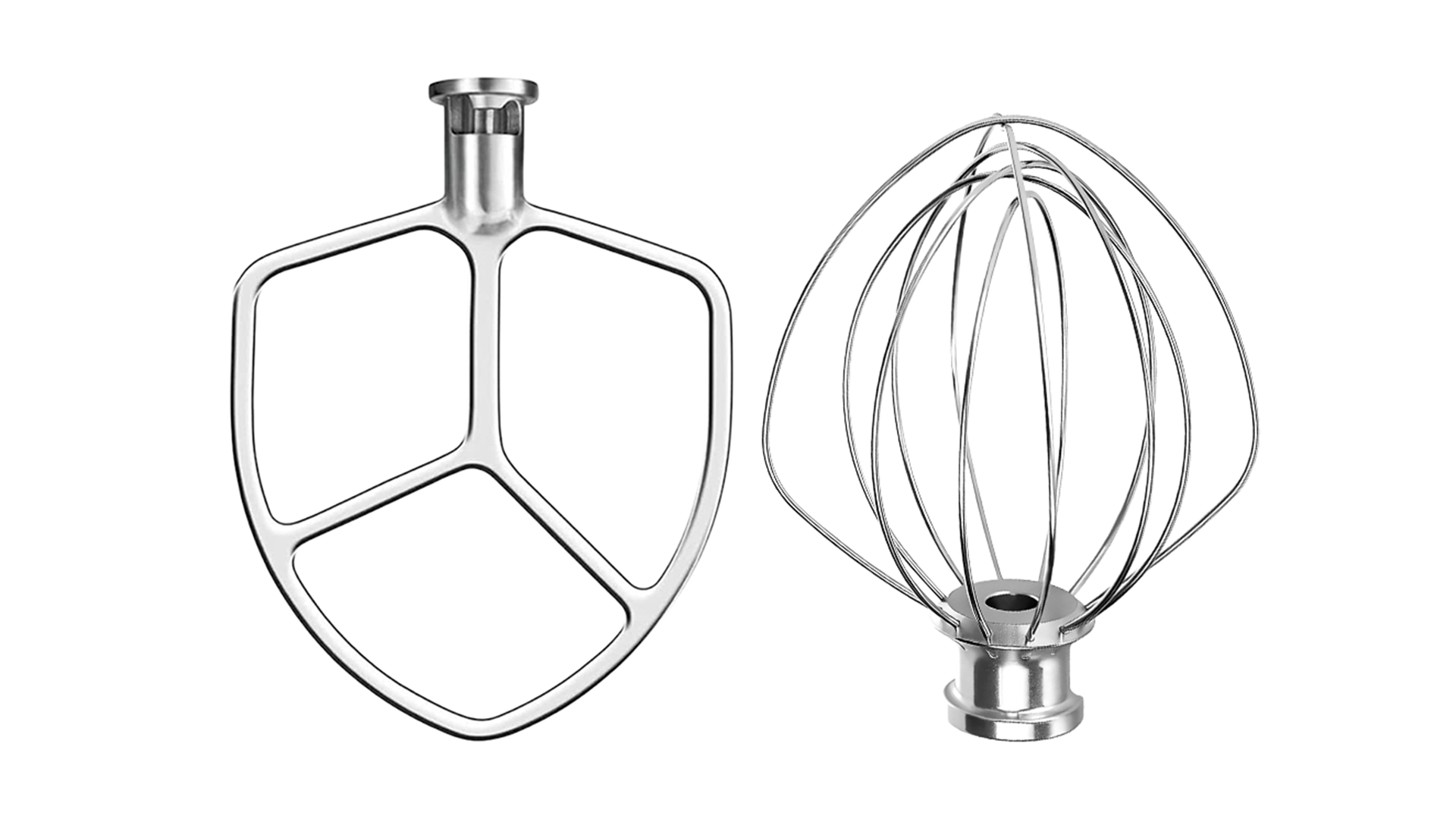 thumbnail video image 2 of Flat Beater & 6-Wire Whip Set for KitchenAid 6 Qt Bowl-Lift Mixers, 2-Piece Stainless Steel Attachments – Heavy Duty, Dishwasher Safe, 2 of 10