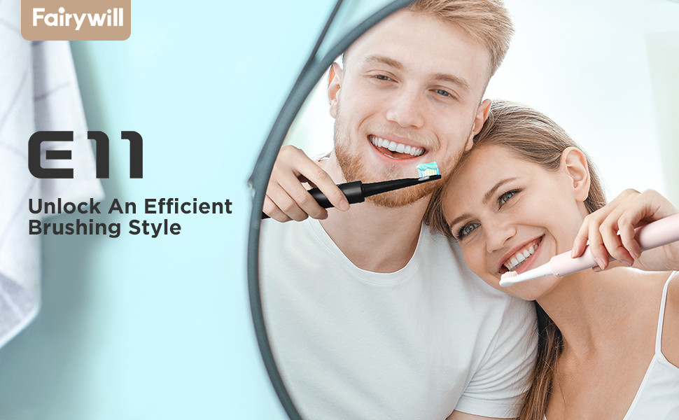thumbnail video image 3 of Fairywill Electric Toothbrush for Adults, Sonic Dual Pack with 10 Brush Heads, 40,000 VPM, 5 Modes & 2-Min Smart Timer, IPX7 Waterproof,Perfect Family Gift Set,Black & Pink, 3 of 11