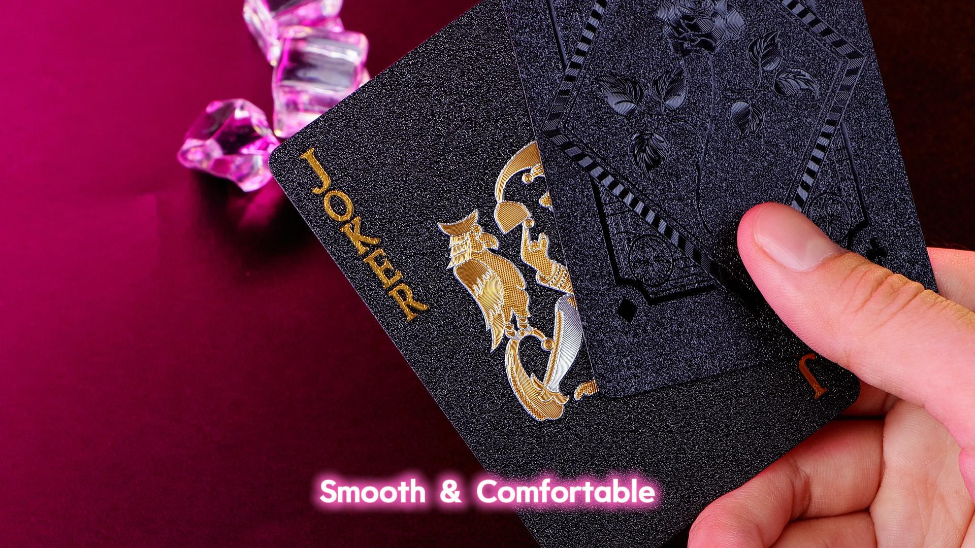 Sinekong Plastic Playing Cards, Waterproof Black Poker Card Set