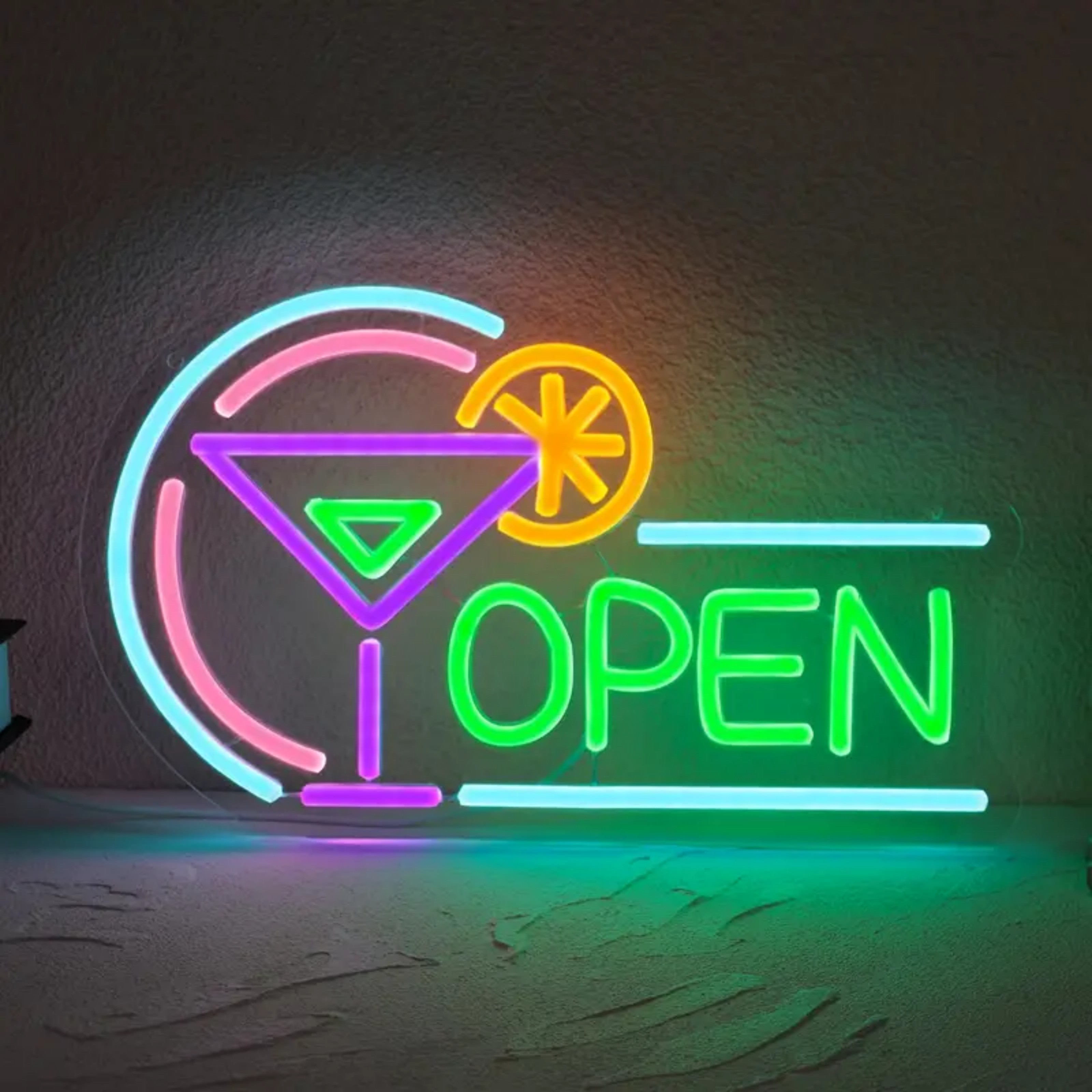 thumbnail video image 2 of UPONRAY Cocktail Open Neon Signs, 13.8"*8.5" Dimmable & USB-Powered LED Neon Light, Stylish Wall Decor for Restaurant, Store, Bar, Cafe, Club, 2 of 8