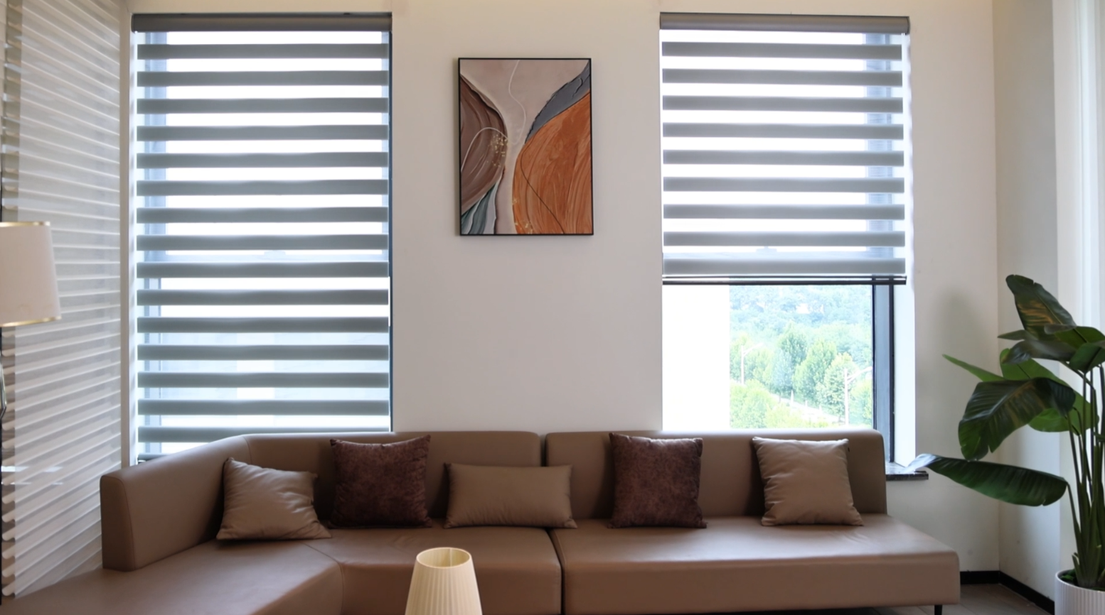 MYshade Cordless Zebra Blinds Gray-34"W*72"H Pull Down Roller Window ...