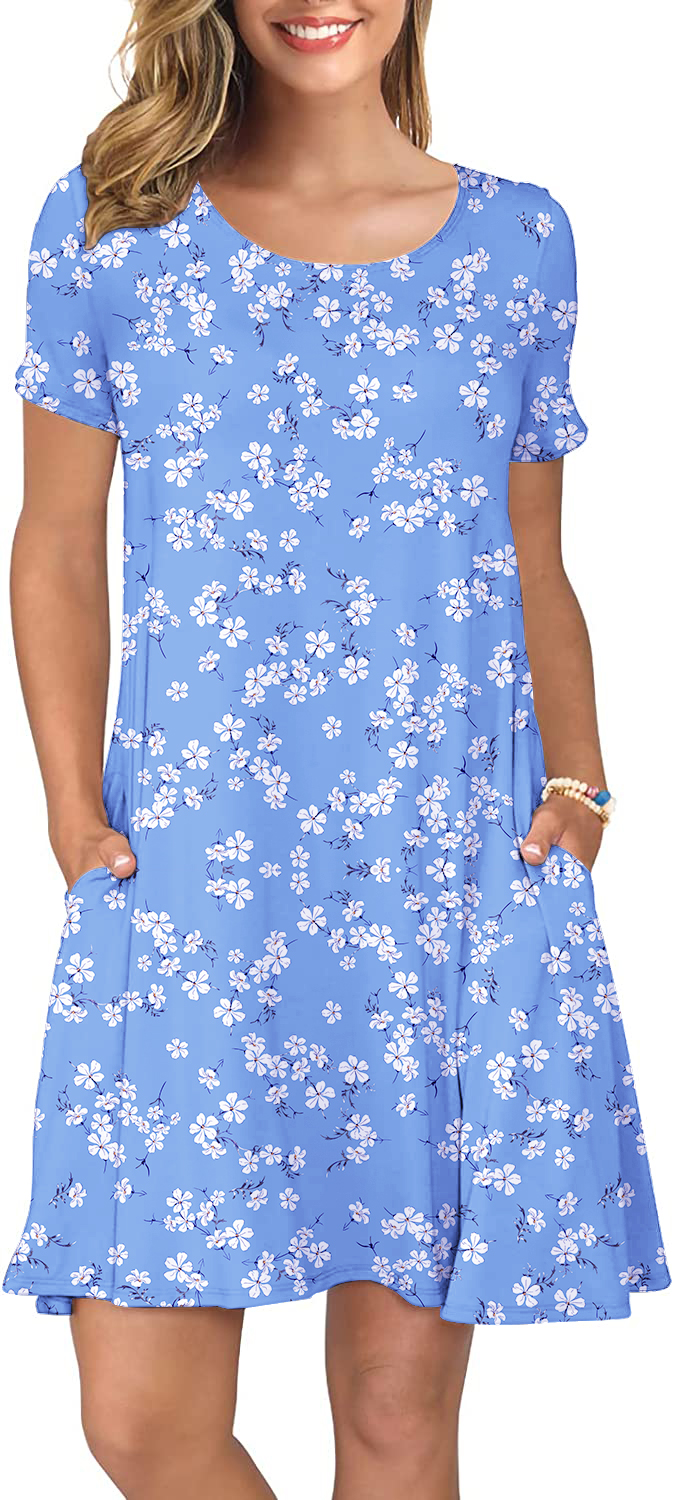 thumbnail video image 2 of ANYJOIN Women's Summer Casual T Shirt Dresses Short Sleeve Swing Dress Pockets XXL, 2 of 6