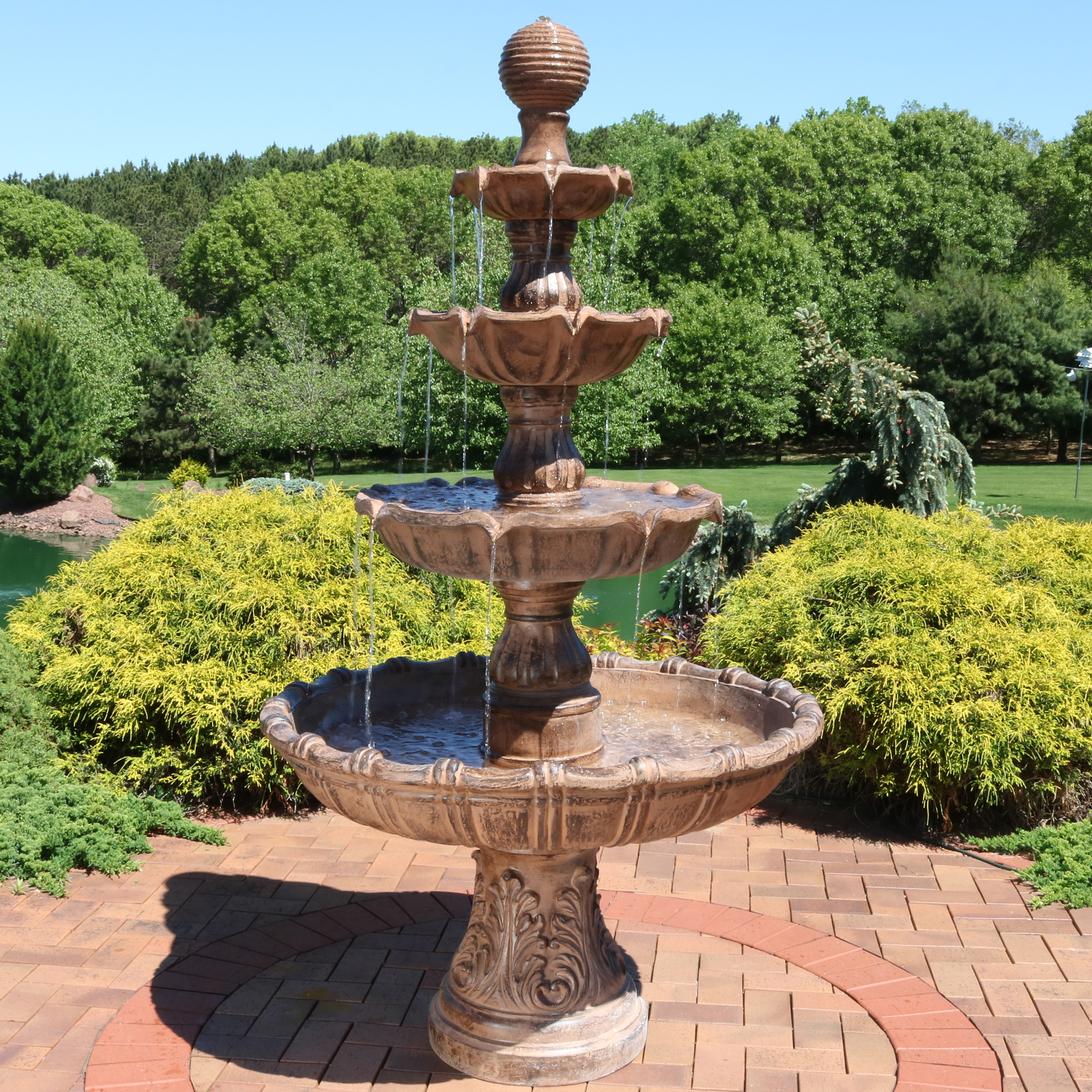thumbnail video image 2 of Sunnydaze Tiered Ball Traditional Resin 4-Tier Outdoor Water Fountain, 2 of 17